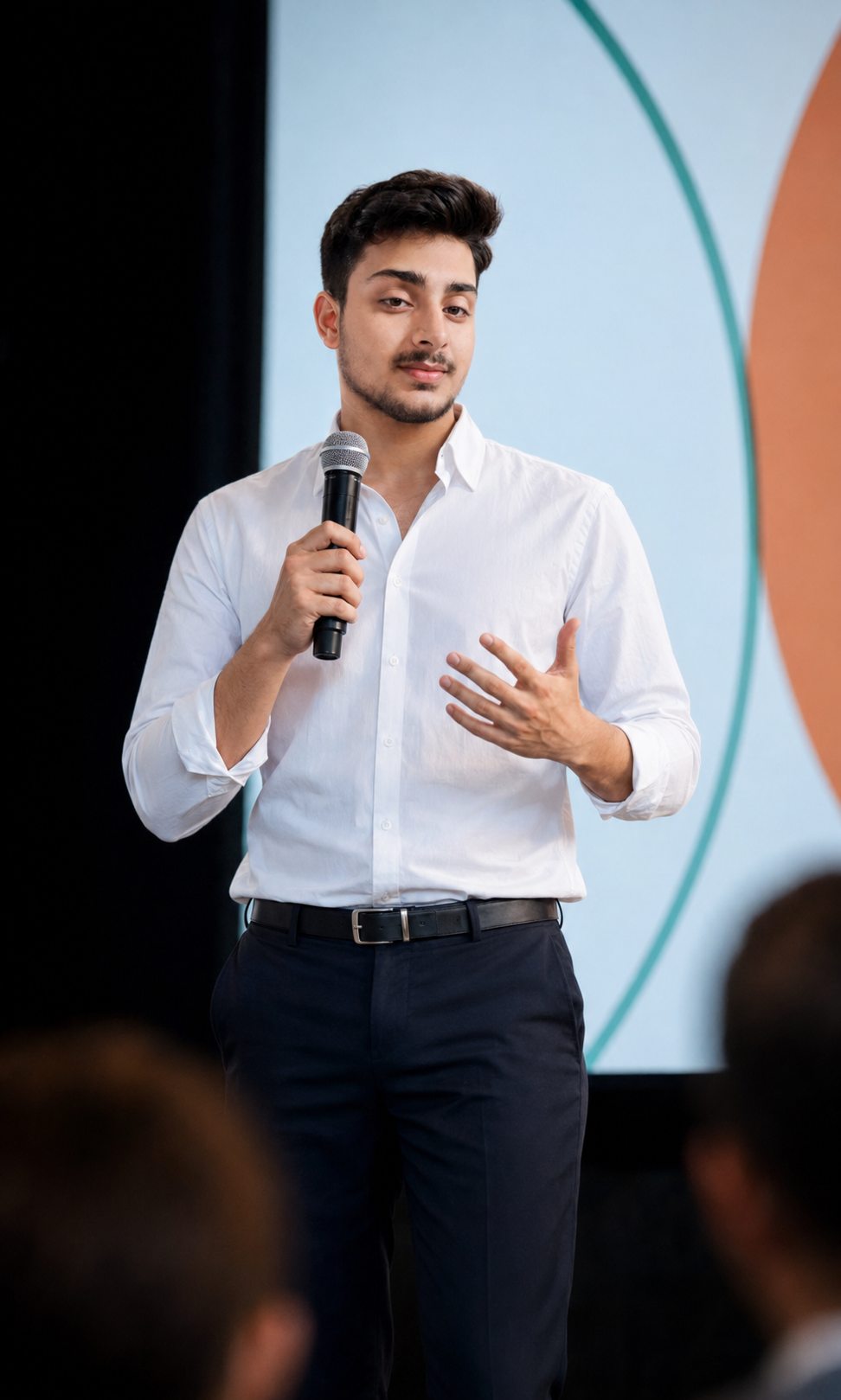 Asim speaking about AI automation at an event
